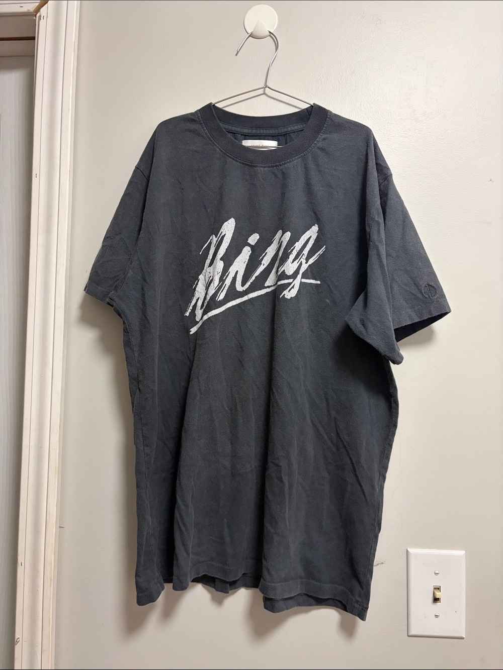 Anine Bing Black Graphic Script Tee